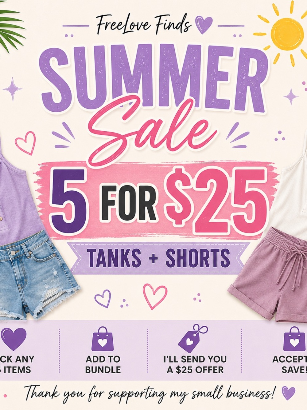 ☀️SUMMER SALE!!!! ☀️ 5 for $25 Tanks & Shorts | Mix & Match Bundle